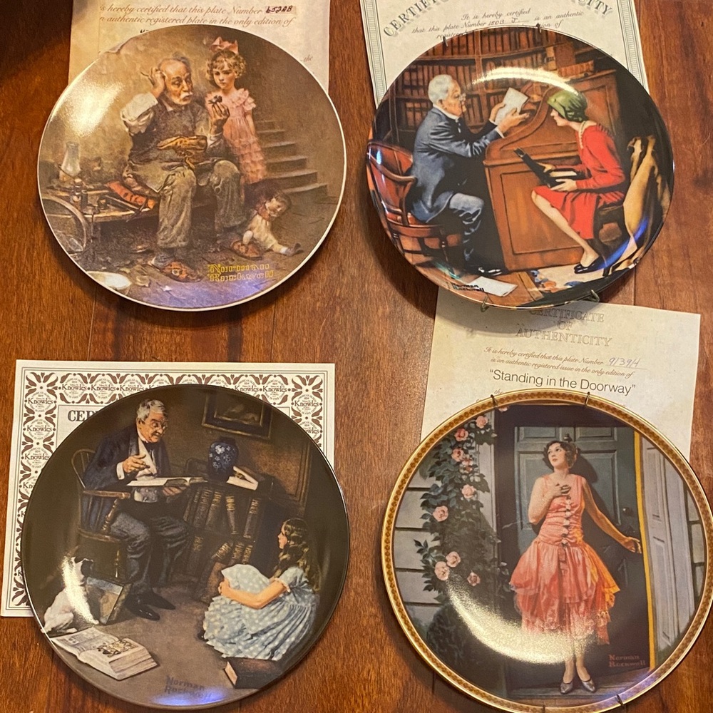 4 Vintage Norman Rockwell Collector Plates Set